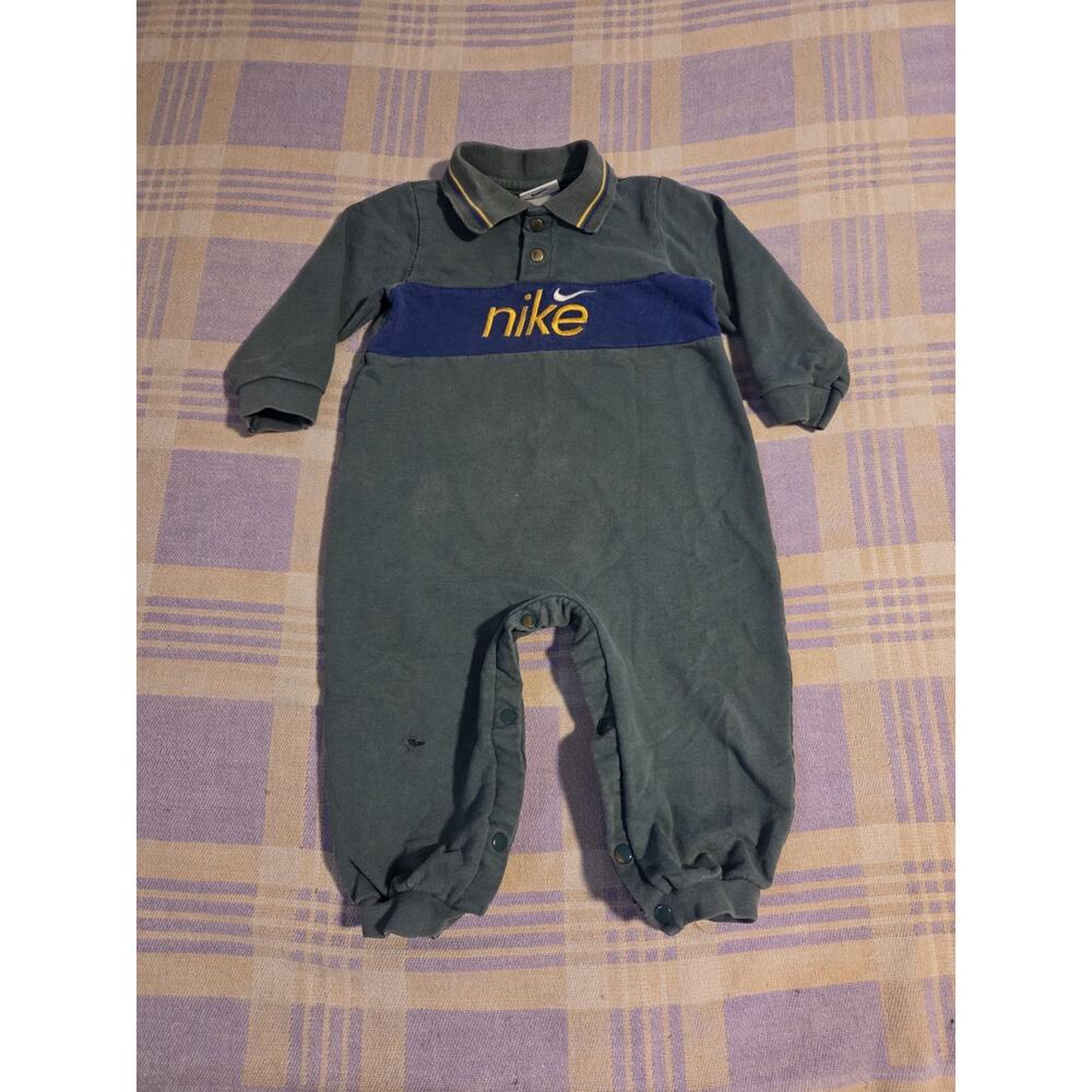 Vtg Vintage Nike Athletics Swoosh Logo One Piece Romper Jumper 24 Months 90s